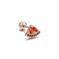 Watermelon stud earring with red and green cubic zirconia in rose gold finish - Rose Gold Watermelon