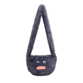 Borsa a tracolla peluche grigio scuro con occhi divertenti e labbra rosa accese - Grigio