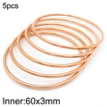 5pcs set of 3mm rose gold stackable stainless steel bangles with 60x3mm inner diameter - 5Pcs Set-Rose Gold (KB184143-KFC)