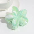 Elegant laser pearlescent mint green flower hair claw clip for women's updos - Laser Green
