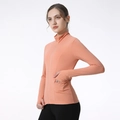 Damen Sportjacke in Pfirsichrosa, schmale Passform mit Reißverschluss und Daumenlöchern - L / Korallenorange