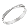 Elegant silver twisted cable bangle bracelet featuring a sleek 18K plated stainless steel finish - Dual-Layer Cross Twist Style / Silver Style 1 (MSXBJH286S)