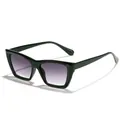 Chic black cat-eye sunglasses featuring oversized frames and purple gradient lenses - Green Frame Double Gray Lenses