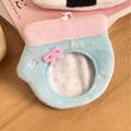 Cute pink and blue plush card holder with round window, bow detail and star embroidery - Pink Blue Bow Style (Glove)