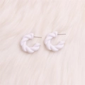 Minimalist white twist C-shaped acrylic hoop earrings with a matte texture - Small White Twisted
