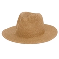 Cappello fedora classico in paglia kaki con trama fine per spiaggia e protezione solare - Caffè