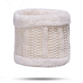 Cream knit snood with thick faux fur lining and subtle gold thread details - Milk White Knitted Neck Warmer