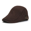 Classica coppola da uomo in cotone marrone scuro con fibbia in metallo e stile vintage - caffè