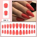 Close-up of 24-piece matte red almond shape press-on nails set in elegant matte finish - Red (SDM-10)