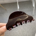 Elegant dark brown acetate hair claw clip with gold Barrette La France text print - Oblique Round Cloud / Brown - Round Cloud