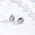 Macro shot of silver cylindrical spacer beads with micro-paved cubic zirconia and loop - Large Cylinder Connector / Silver (DMK859P)