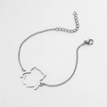 Bracciale minimalista in acciaio inossidabile argento con ciondolo a civetta traforato - Gufo Acciaio
