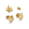 18k gold plated flower shape stainless steel stud earrings with hole for DIY jewelry - 12mm Flower / Gold
