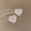 Elegant heart-shaped drop earrings in pale violet with frosted crystal texture finish - 54# Silver Needle-Pink Crystal Heart (HE24837)