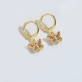 Elegant gold butterfly hoop earrings featuring colorful rainbow cubic zirconia stones - Colorful Butterfly