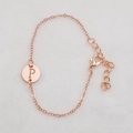 Rose gold hollow circle alphabet bracelet featuring letter P pendant with O-chain - Rose Gold P