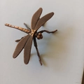 Detailed bronze dragonfly tea pet ornament with intricate mesh wing texture for tea tray - Small Red Bronze Dragonfly