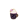 Broche mignonne en émail de coupe de glace avec planètes en bleu foncé et violet - Style Tasse à Café Espace (XZ4119)