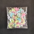 Mix of blue, pink, and green luminous star and moon stickers in a clear bag - 100 Pieces / 2.6cm/Glow / Colorful