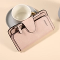 Three-fold leather wallet for women in dusty rose pink featuring multiple card slots - Pink (C158-1)