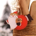 Pendaglio natalizio in legno Babbo Natale con scatola regalo e cordino rustico - Babbo Natale Volante (P-Z38)