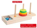 Rainbow stacking toy with ten macaron wooden rings on a base with storage box - Large 10-Layer Hanoi Tower Boxed