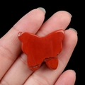 Hand-carved red agate butterfly figurine showing natural crystal textures and compact size - Red Jasper / 30*35mm No Hole