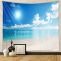 Dettaglio dell'arazzo da parete con spiaggia tropicale, sabbia bianca e mare turchese - 73X95CM / Tessuto spazzolato / Paesaggio marino