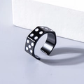 Black rotatable dice spinner ring for men made of stainless steel for party games - Adjustable Open / Black