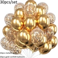 30-piece set including 10 metallic gold and 20 gold confetti balloons for party decor - Metallic Gold and Gold Confetti Combination