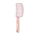 Pink curved boar bristle hairbrush for scalp massage and volumizing hair styling - Light Pink Without Bristles