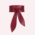 Elegant deep red wide leather waist belt with stylish bow knot for women dresses - Regular Size / Dark Red