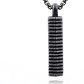 Pendente rettangolare in acciaio inossidabile nero opaco con collana a catena a scatola - Argento Antico (Senza Catena/C0411)