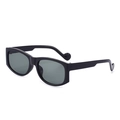 Chic black polygonal full-frame sunglasses with unique wavy temples and UV protection - Black Frame Green Lens