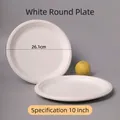 Eco-friendly 10 inch white sugarcane pulp plate with a 26.1cm diameter for BBQ - 10 Inch Deep Plate Thickened / White