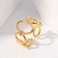 Luxurious gold-plated hollow chain ring in titanium steel with an adjustable open design - Gold-Chain