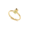 Adjustable gold insect ring with light green stone and black gemstone head details - Gold (JZ00254 Gold)