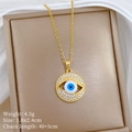 Gedetailleerde afmetingen en gewicht van de gouden evil eye hanger met strassteentjes - K301 Roestvrijstalen Ketting Koperen Micro-pave Hanger