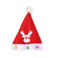 Bonnet de Noël rouge en peluche avec motif renne blanc et flocons de neige brillants - Autocollant lumineux renne / Rouge/Blanc