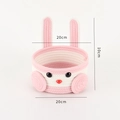 Panier de rangement en corde de coton rose et blanc avec oreilles de lapin et dimensions - Lapin Rose (Petit) / Petit (20x20x10cm)