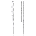 Minimalist S925 sterling silver long tassel ear wire threader earrings for women - White Gold