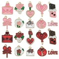 20pcs Pink and Red Enamel Heart Charms Set for Valentines DIY Jewelry Making - Mixed Red and Pink Enamel Valentine Charms Set (SN1068)