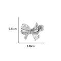 Silver bow cartilage piercing earring with zircons, size 0.93cm by 1.08cm - Bowknot Style (2# Silver)