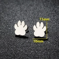 Minimalist silver bear paw stud earrings made of polished stainless steel for women - 104 Paw / Steel
