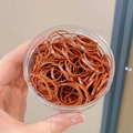 Elastici per capelli marrone scuro ad alta elasticità in un contenitore di plastica tondo - Barattolo / 5# Marrone (300 Pezzi)