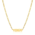 18K gold plated Virgo zodiac pendant on a stainless steel Figaro chain necklace - Gold Virgo
