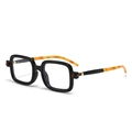 Modern square sunglasses featuring a thick black frame and stylish tortoiseshell temples - C8-Glossy Black Pattern Leg-Blue Light Blocking