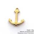 Gold plated 316 stainless steel anchor pendant charm for DIY jewelry necklaces - Anchor