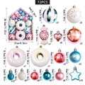Catalogo dettagliato di 72 decorazioni natalizie colorate incluse palline e stelle - Stile Ciambella Rosa Blu