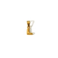 Detailed view of an 18k gold-plated stainless steel bubble letter L charm for DIY jewelry - Gold Letter L (TP001-L)
